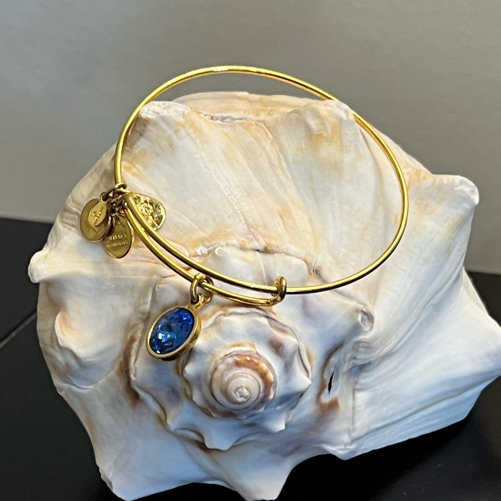 Lot of 5 gold Alex and Ani charm bracelets.